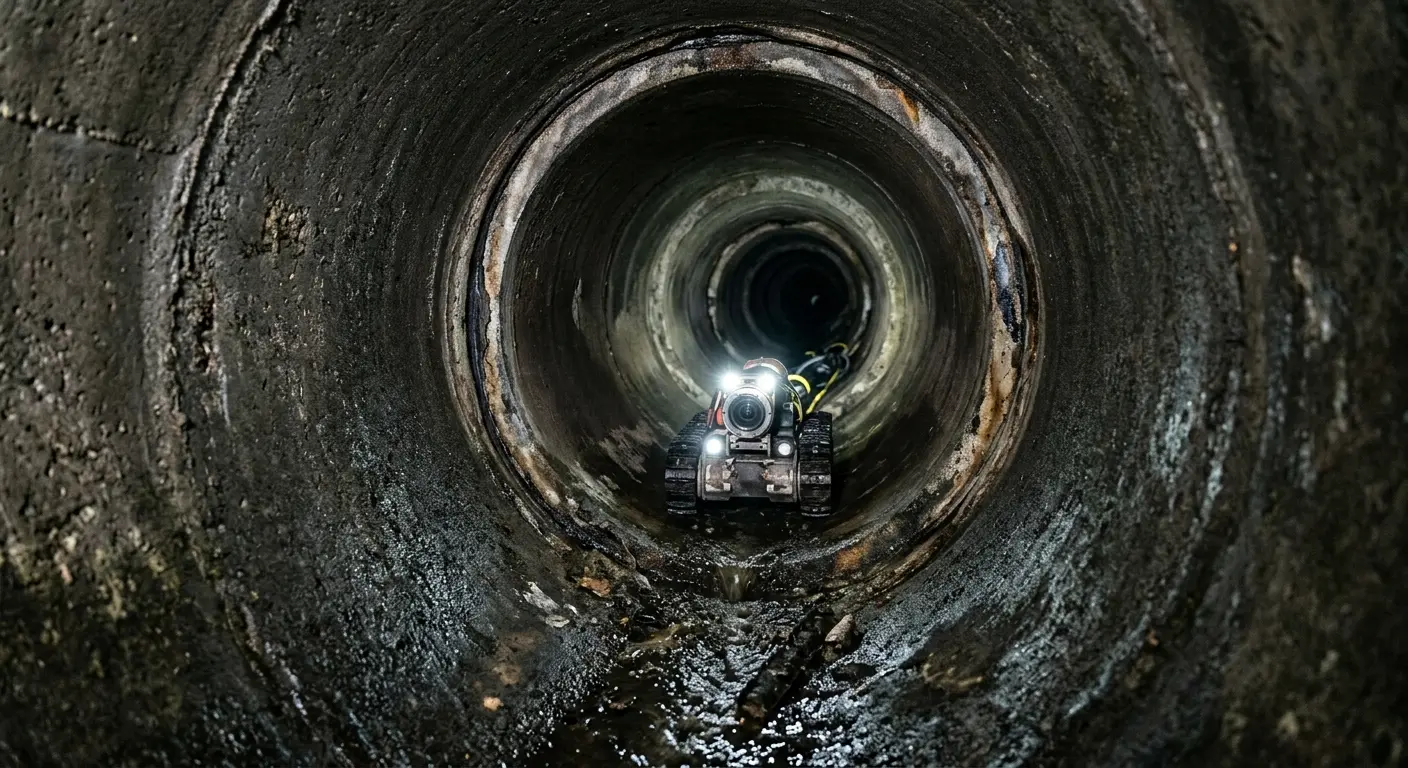 Robotic sewer camera inspecting pipe interior for Sewer Line Cleaning in Boiling Springs